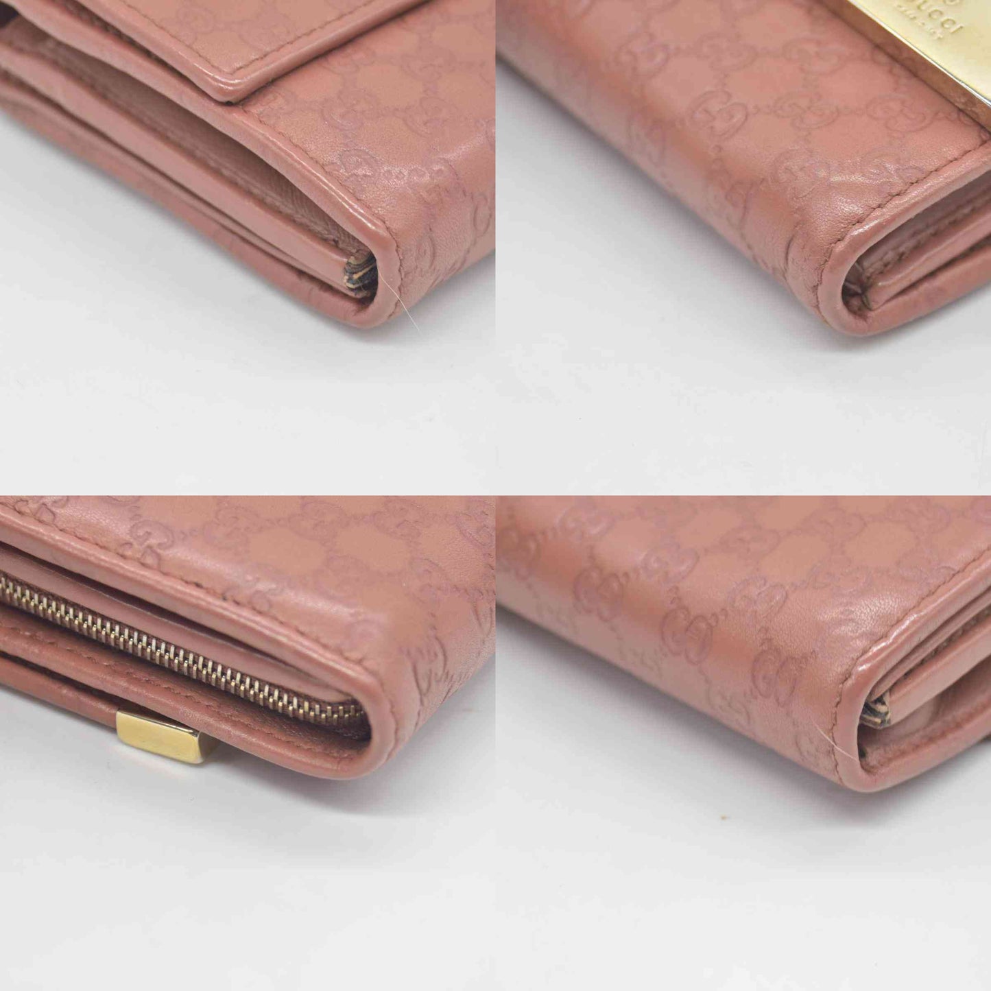 $690 Gucci Pink Microguccissima Leather Continental Wallet on Chain CONSIGNMENT