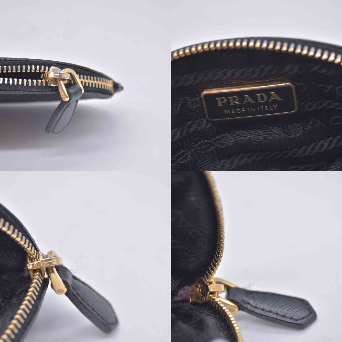 $680 PRADA Saffiano Leather Coin Purse Wallet Black 10021026