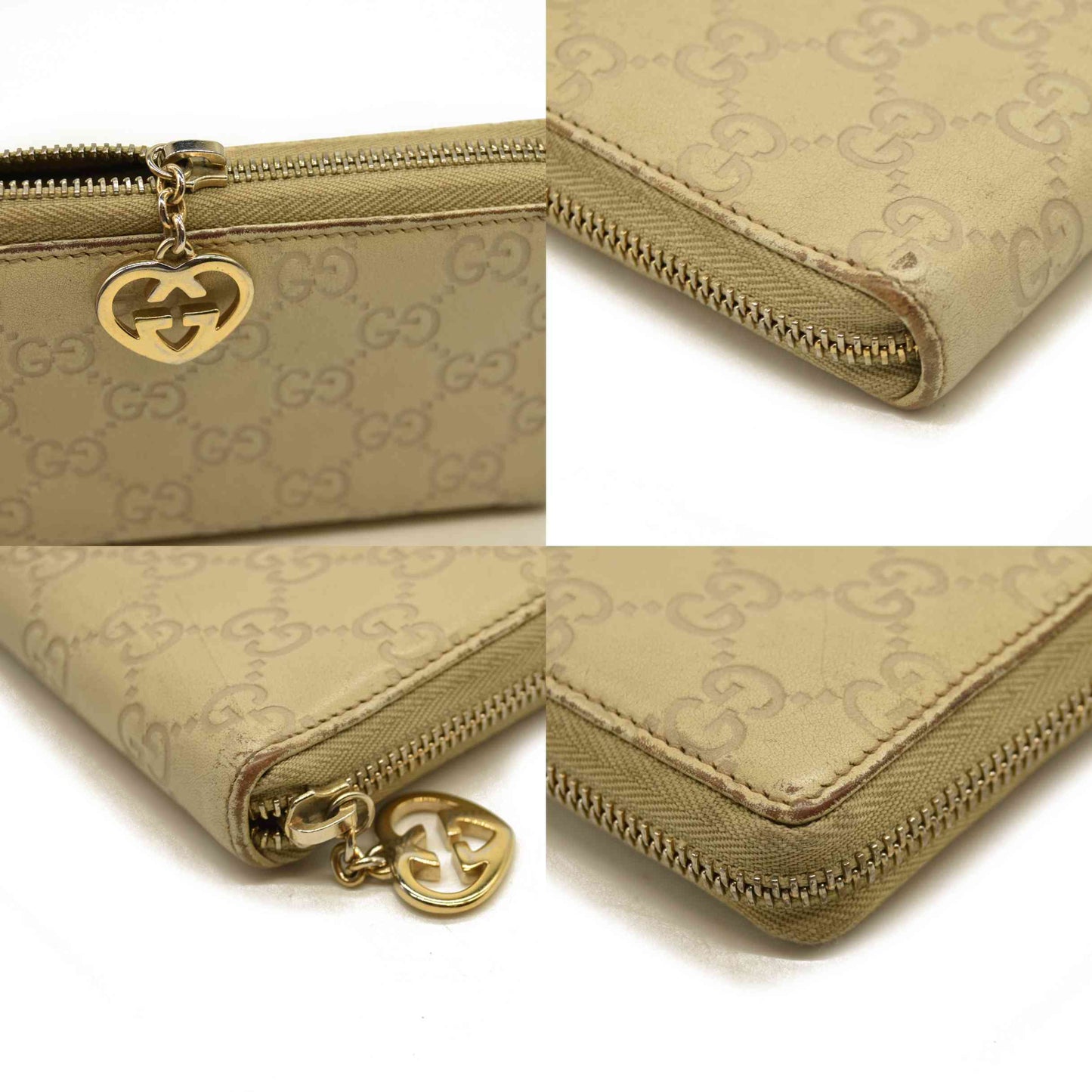 Gucci  Guccissima Large Twins Zip Around Off White