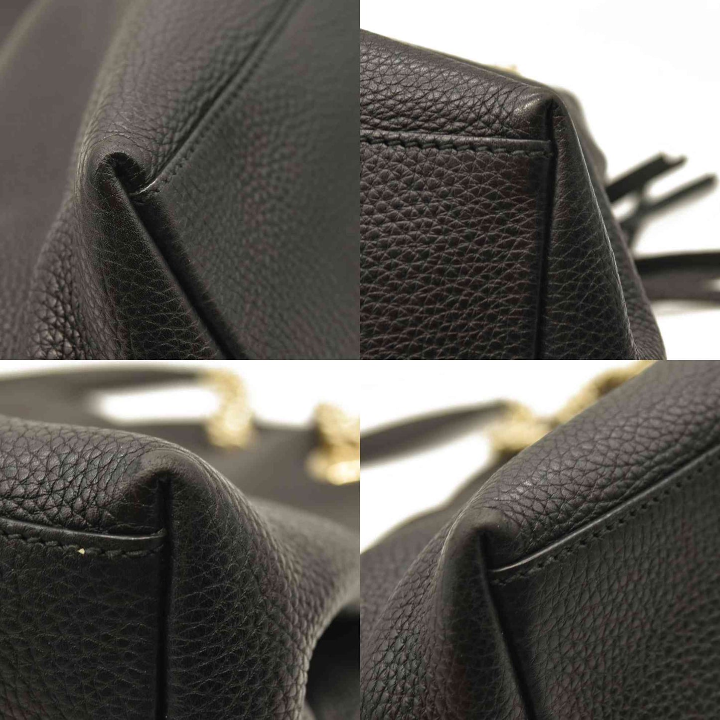 Gucci  Pebbled Calfskin Medium Soho Chain Shoulder Bag Black