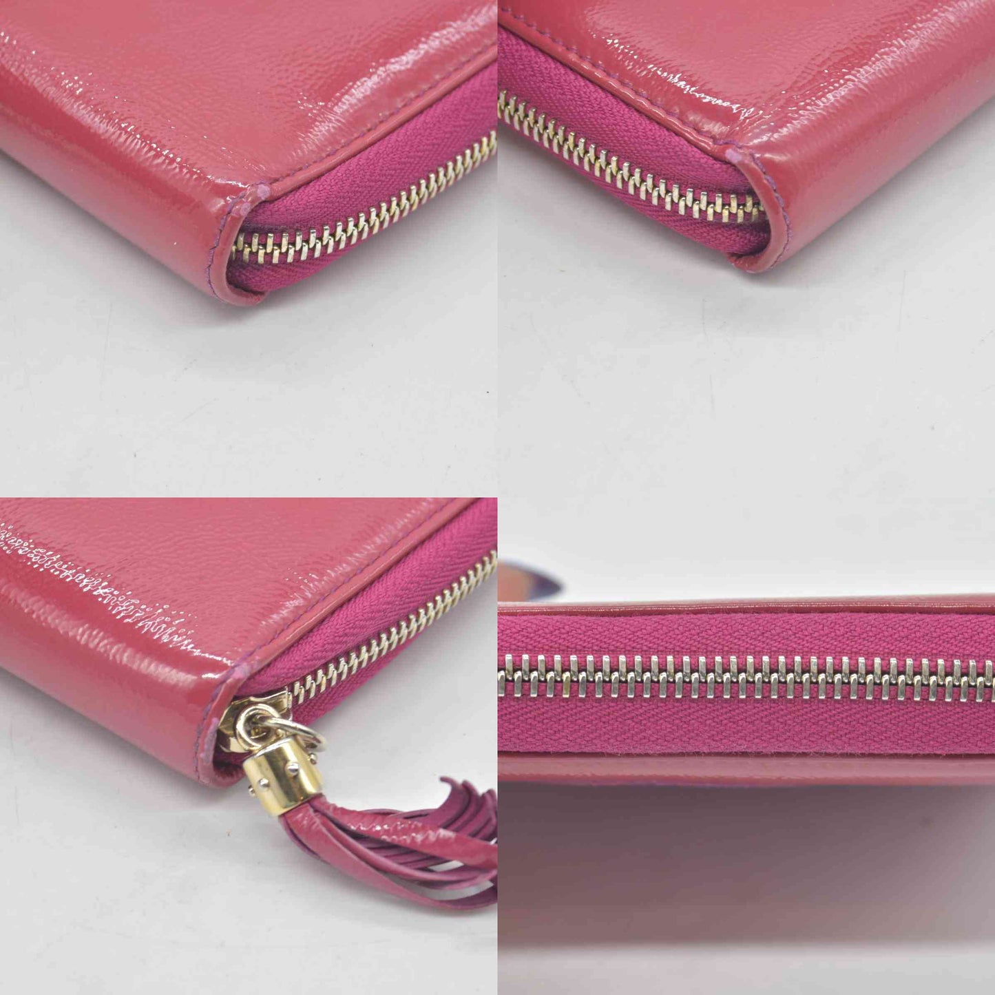 Gucci Patent Soho Zip Around Wallet Bright Bougainvillea CONSIGNMENT