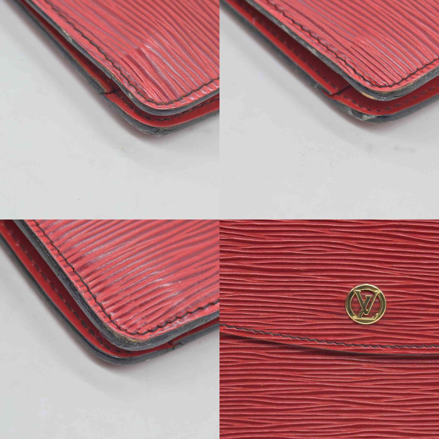 $880 1990 Louis Vuitton Epi Montaigne Red Clutch Bag Pouch