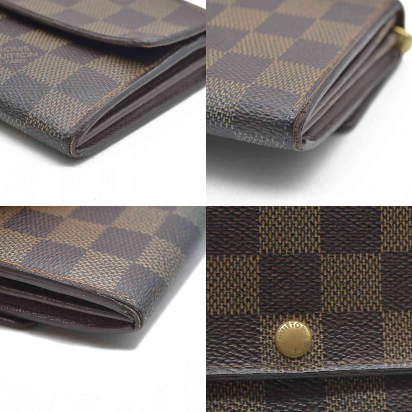 AUCTION $725 Louis Vuitton Damier Porte Feuille Sarah Long Bifold Wallet Brown CA0037