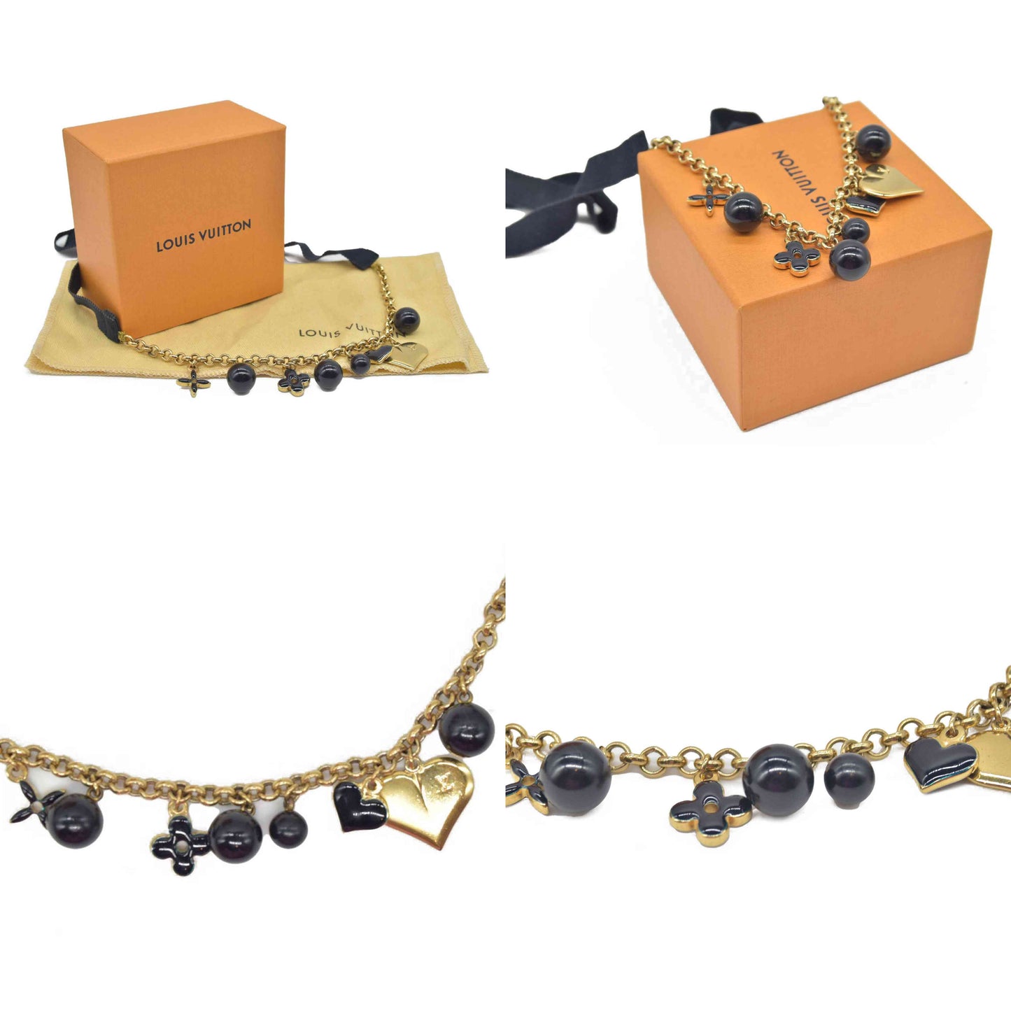 Louis Vuitton Golden Metal and Navy Pendant Necklace CONSIGNMENT