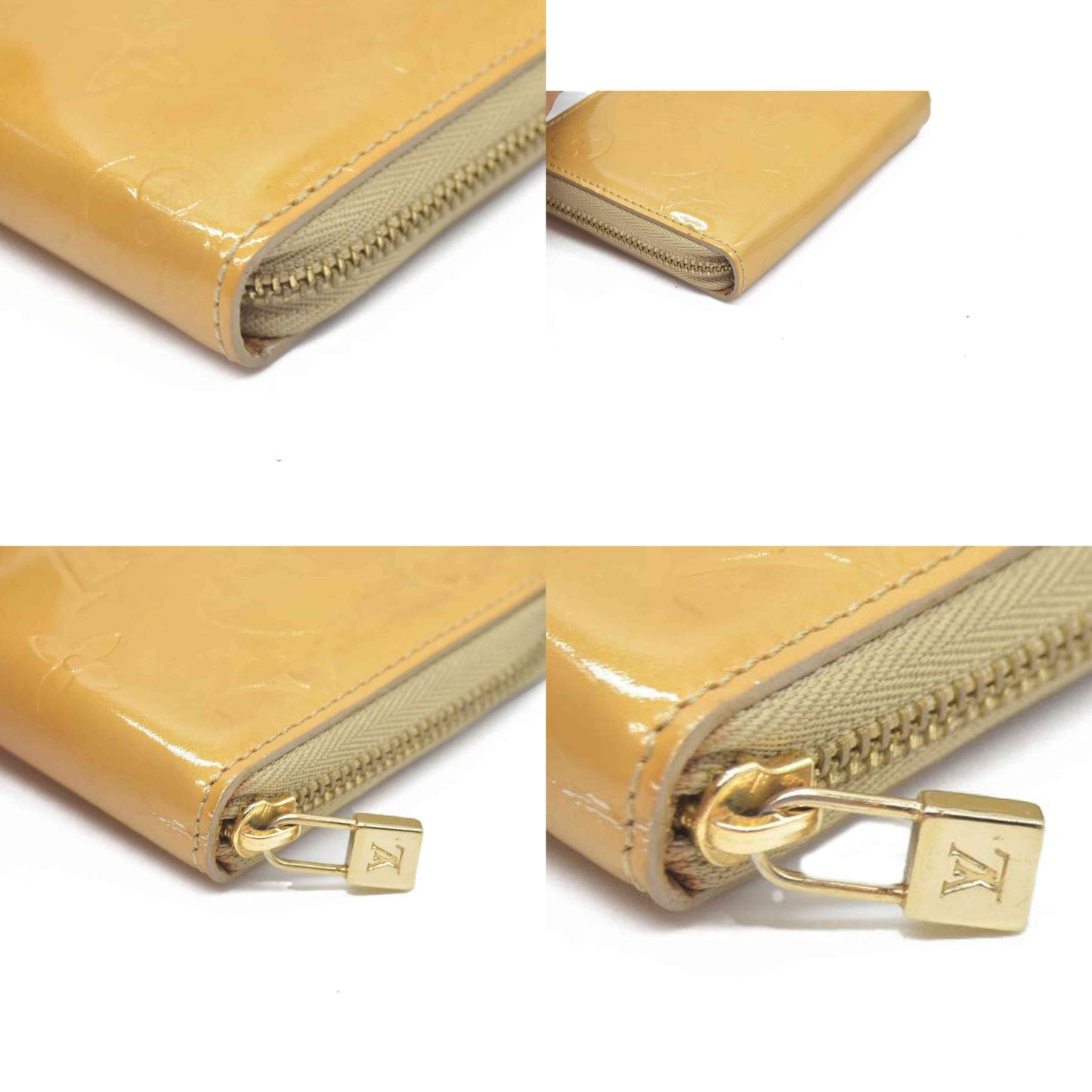 $490 Louis Vuitton Monogram Vernis Patent Leather Broom Zip Around Wallet BJ0959