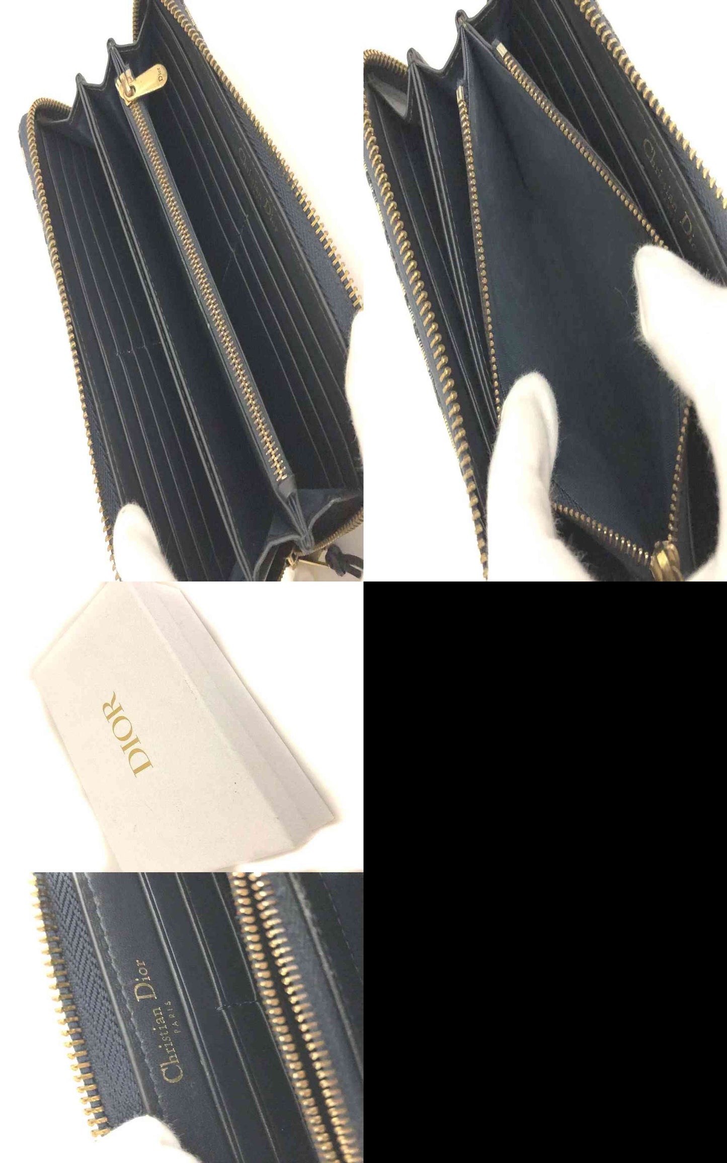 $970 Christian Dior Oblique Trotter Canvas Zip Around Long Wallet