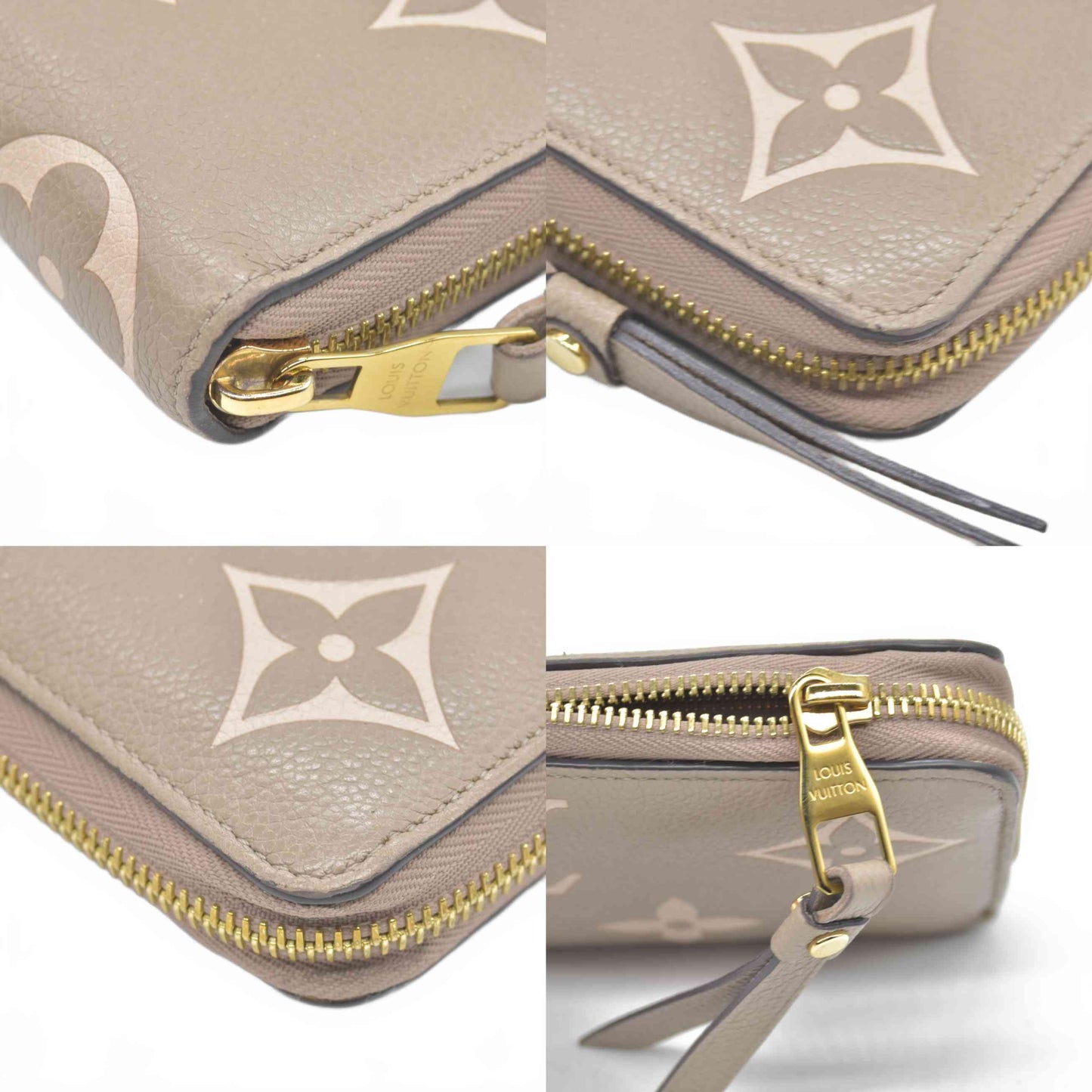$1310 Louis Vuitton Empreinte Monogram Giant Zippy Wallet Tourterelle Creme RFID