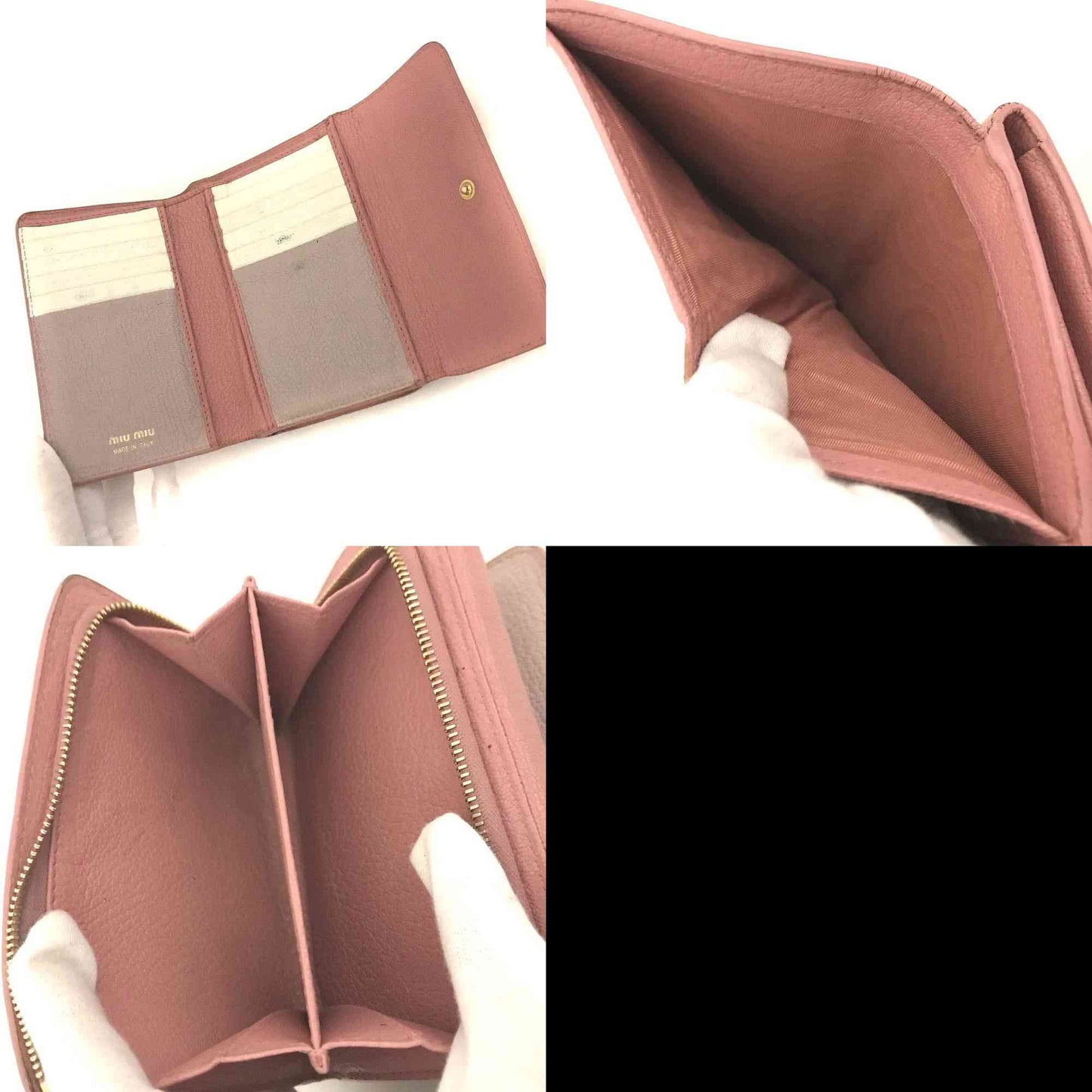 $695 Miu Miu Logo Leather Trifold Wallet – Pink