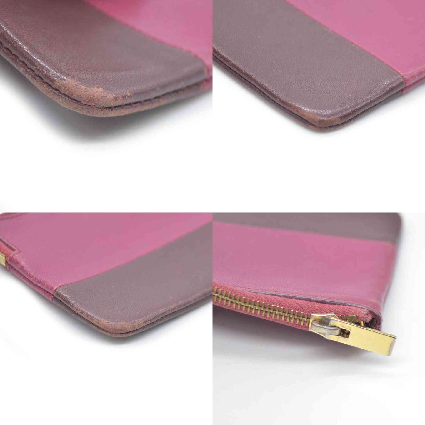 CELINE Logo Leather Coin Purse Wallet Bicolor