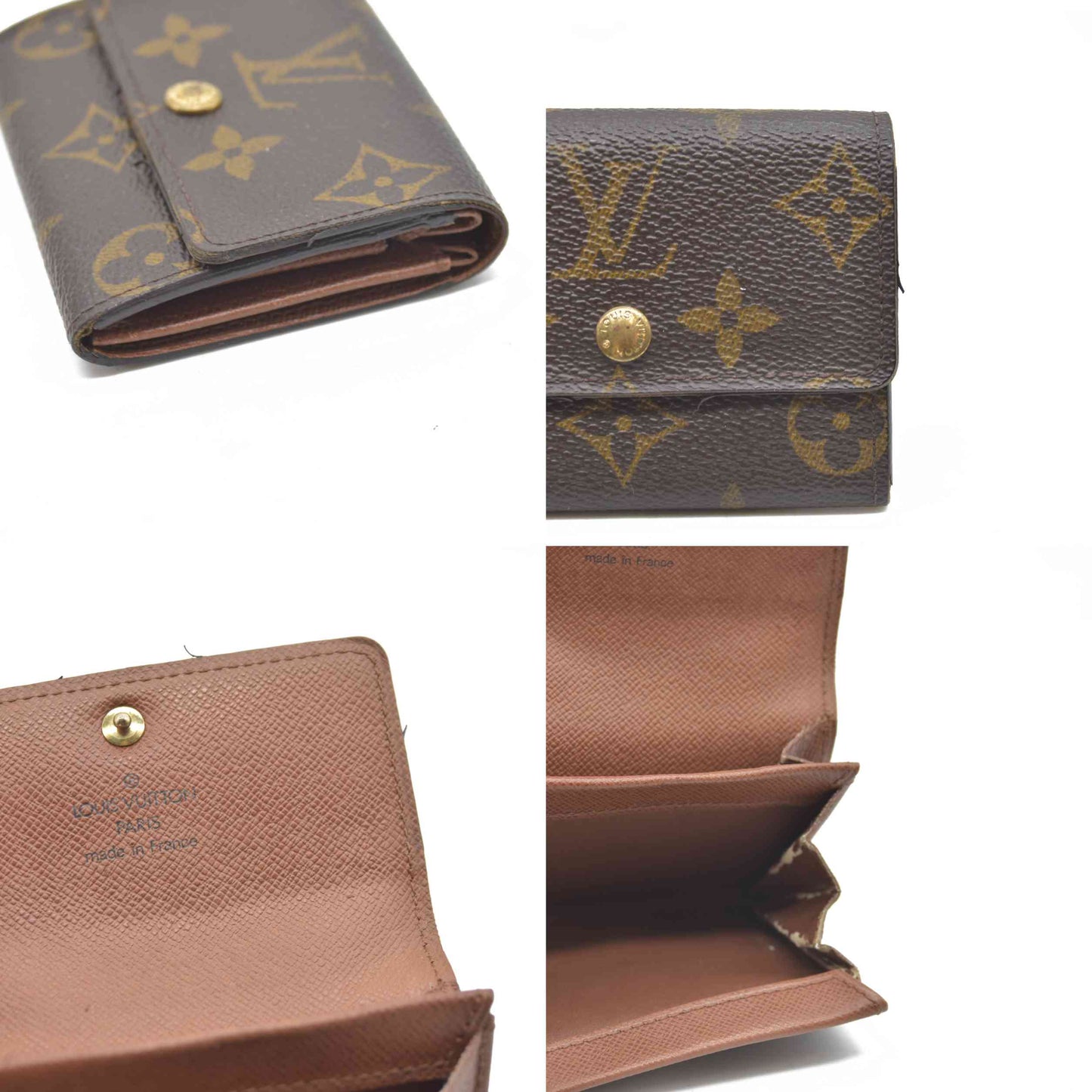 $345 Louis Vuitton Monogram Porte Monnaie Plat Coin Purse Wallet Brown MI0099 2009