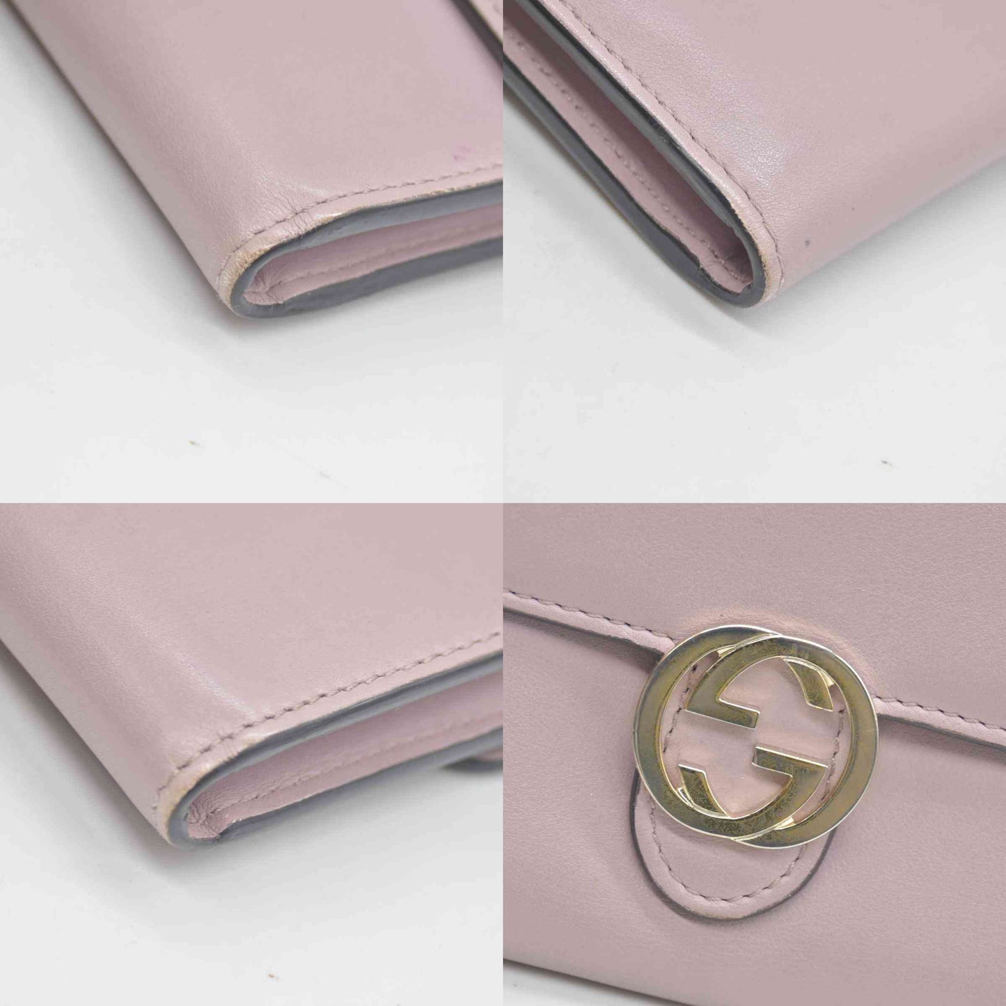 $680 GUCCI GG Interlocking Long Wallet Light Pink CONSIGNMENT