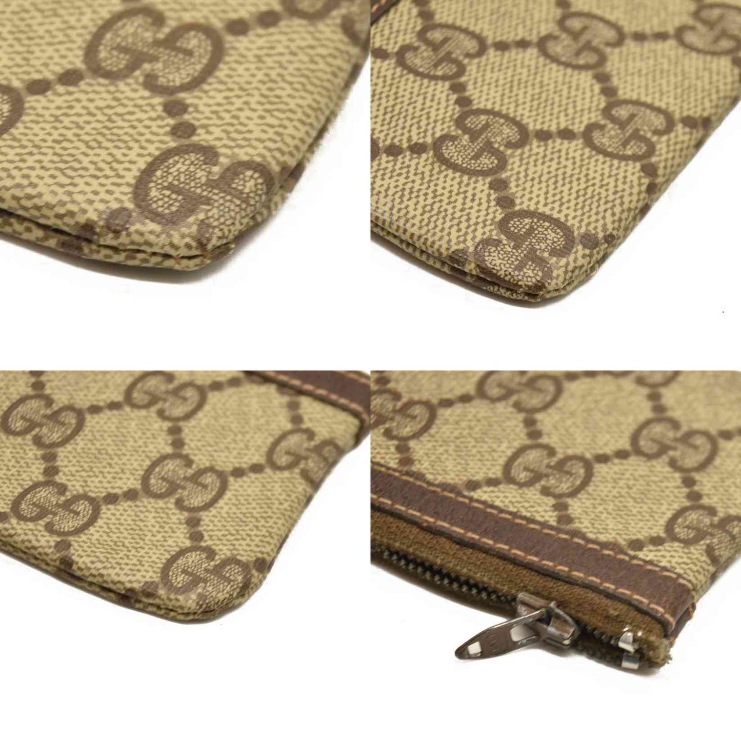 GUCCI GG Logo PVC Leather Coin Purse Wallet Beige