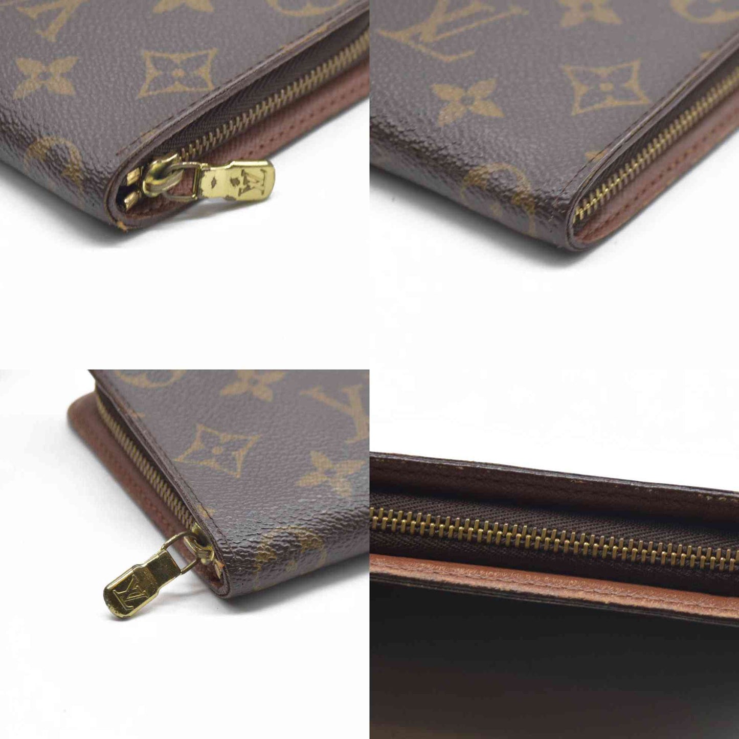 AUCTION $915 Louis Vuitton Monogram Porte Monnaie Zippy Long Wallet Brown CA0958