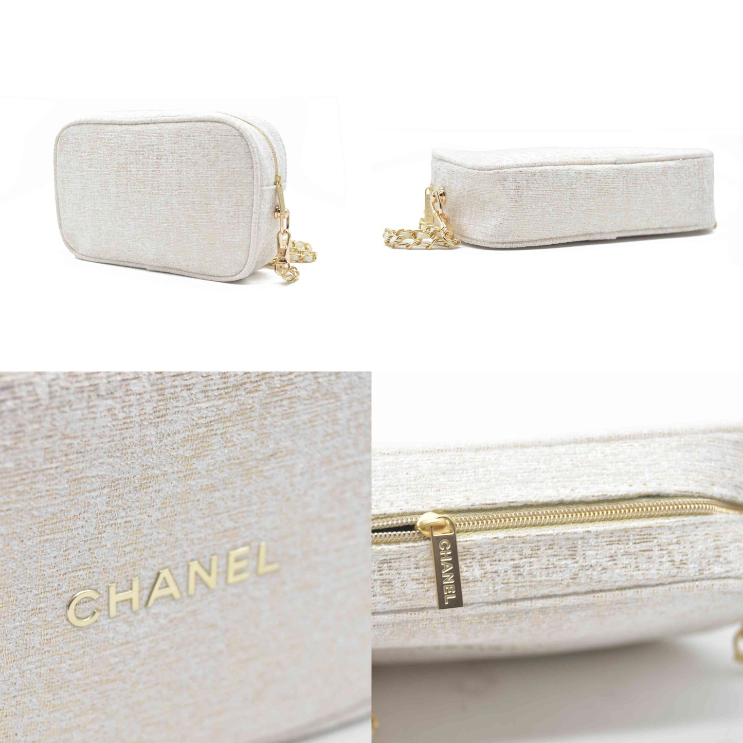 Chanel White & Gold Modified Camera-Style Shoulder Bag (GWP)