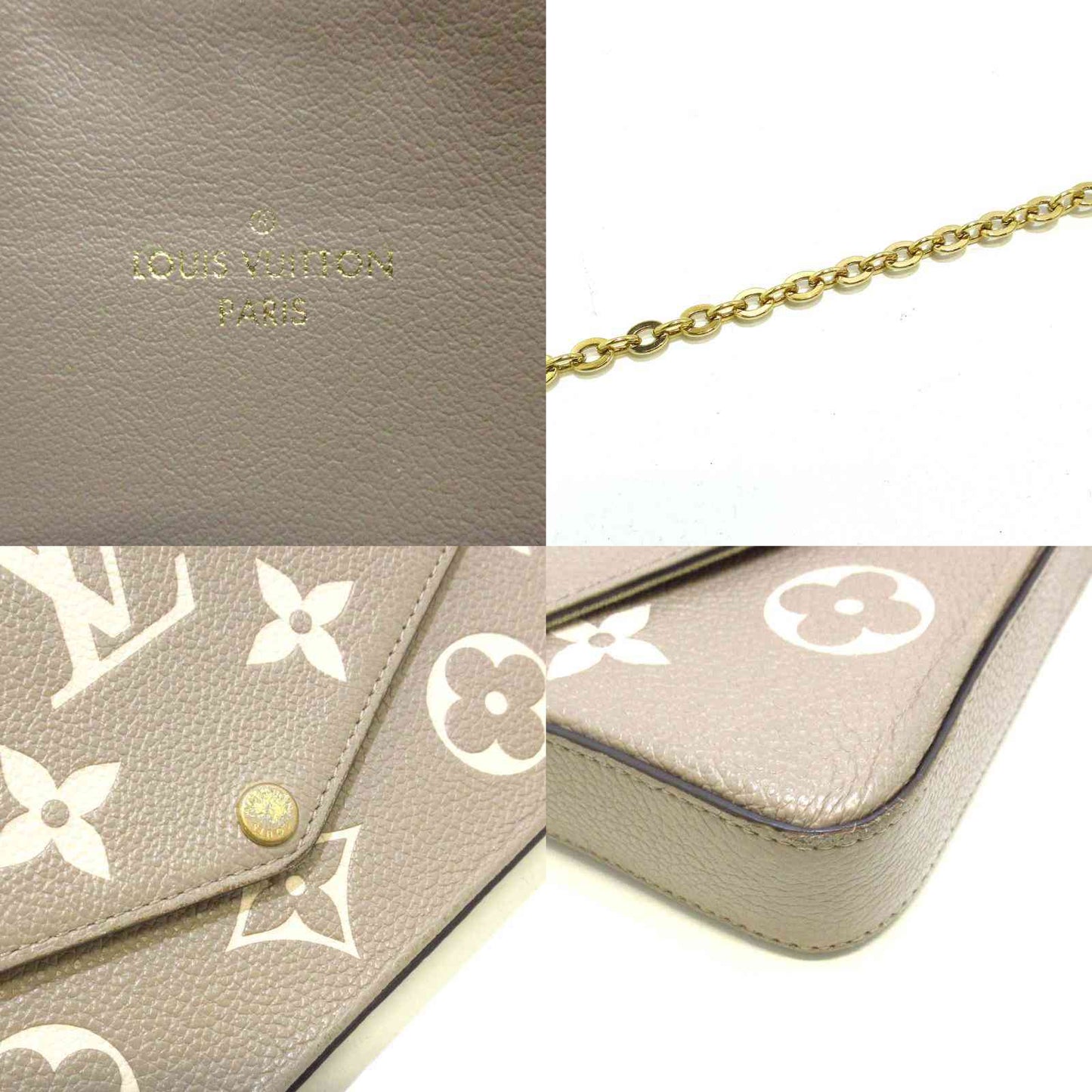 PRE-ORDER  Louis Vuitton  Empreinte Monogram Giant Felicie Pochette Tourterelle Creme FY5200