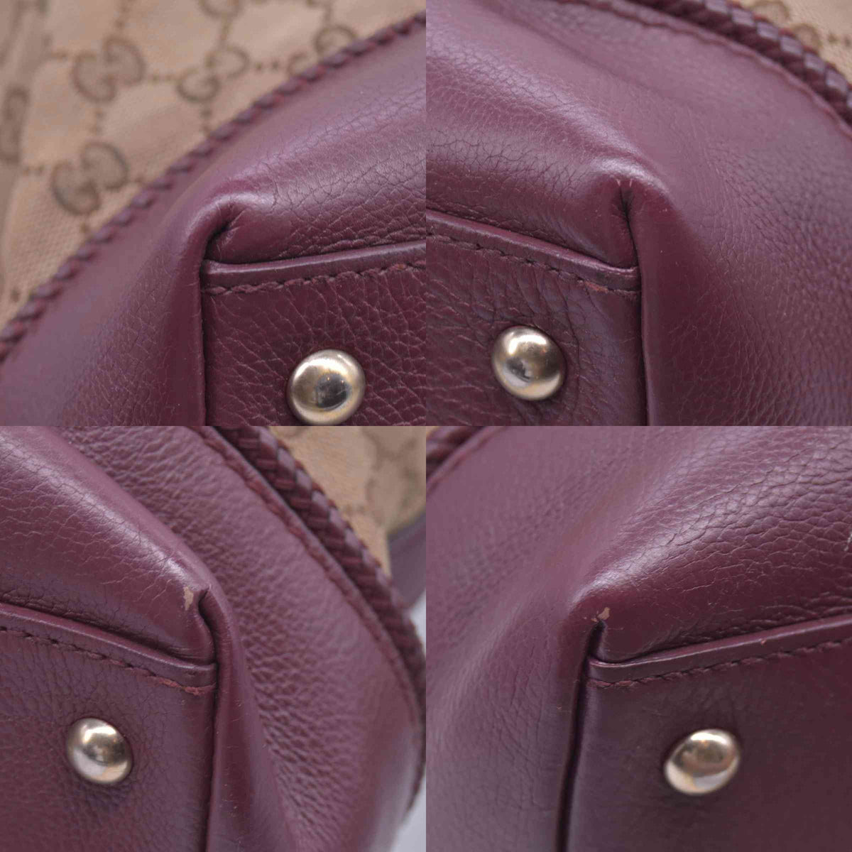 $1250 GUCCI GG Canvas Medium Marcie Tassel Tote Bag Beige Burgundy CONSIGNMENT 10021551