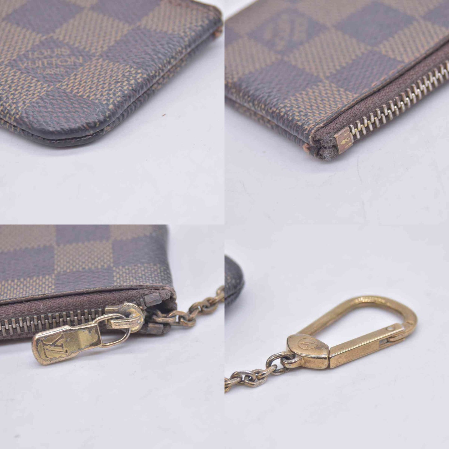 $355 2008 Louis Vuitton Damier Ebene Pochette Cles Key Holder CA0098 CONSIGNMENT