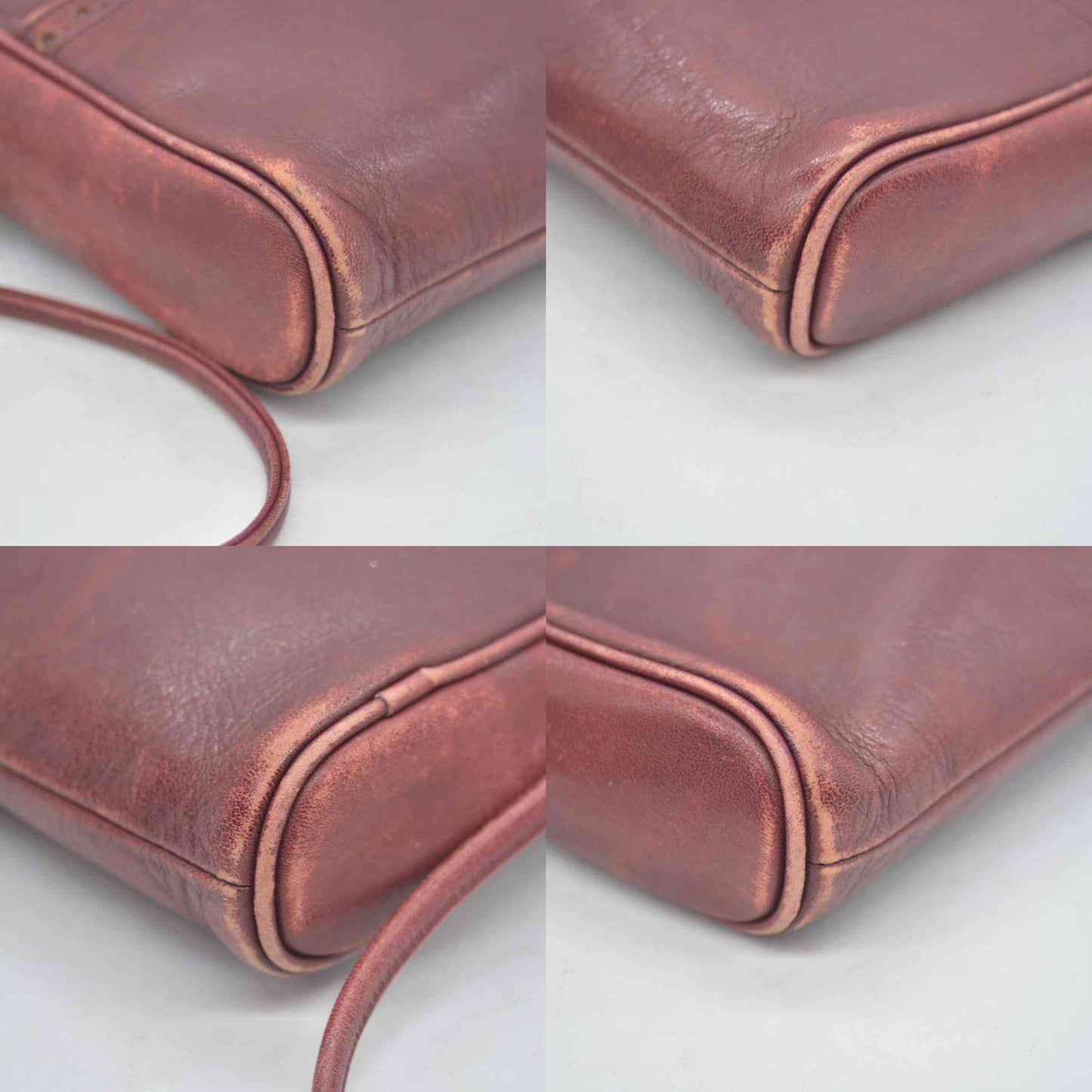 $1250 Christian Dior Vintage Smooth Leather Brogue Round Logo Camera Bag Burgundy CONSIGNMENT