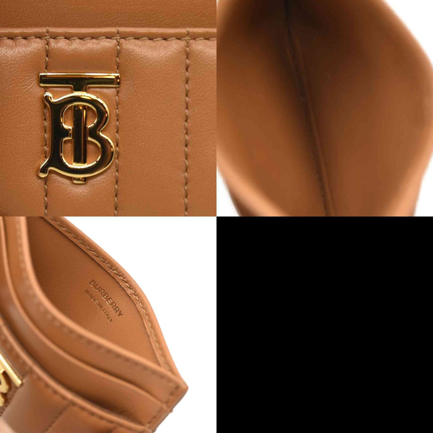 BURBERRY Quilted Leather Lola Card Case Brown