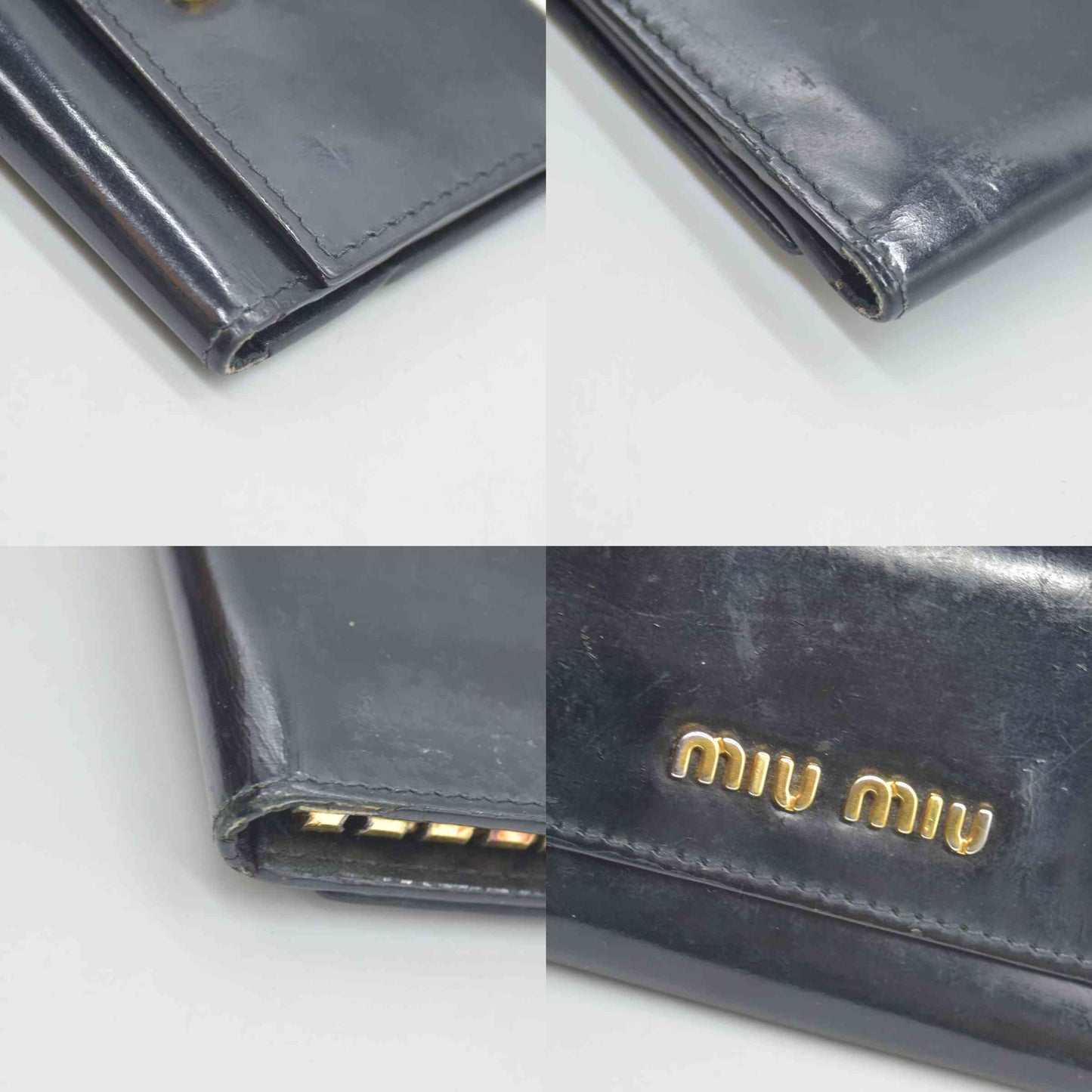 $440 MIU MIU Logo Patent Leather 6 Ring Key Case Black CONSIGNMENT