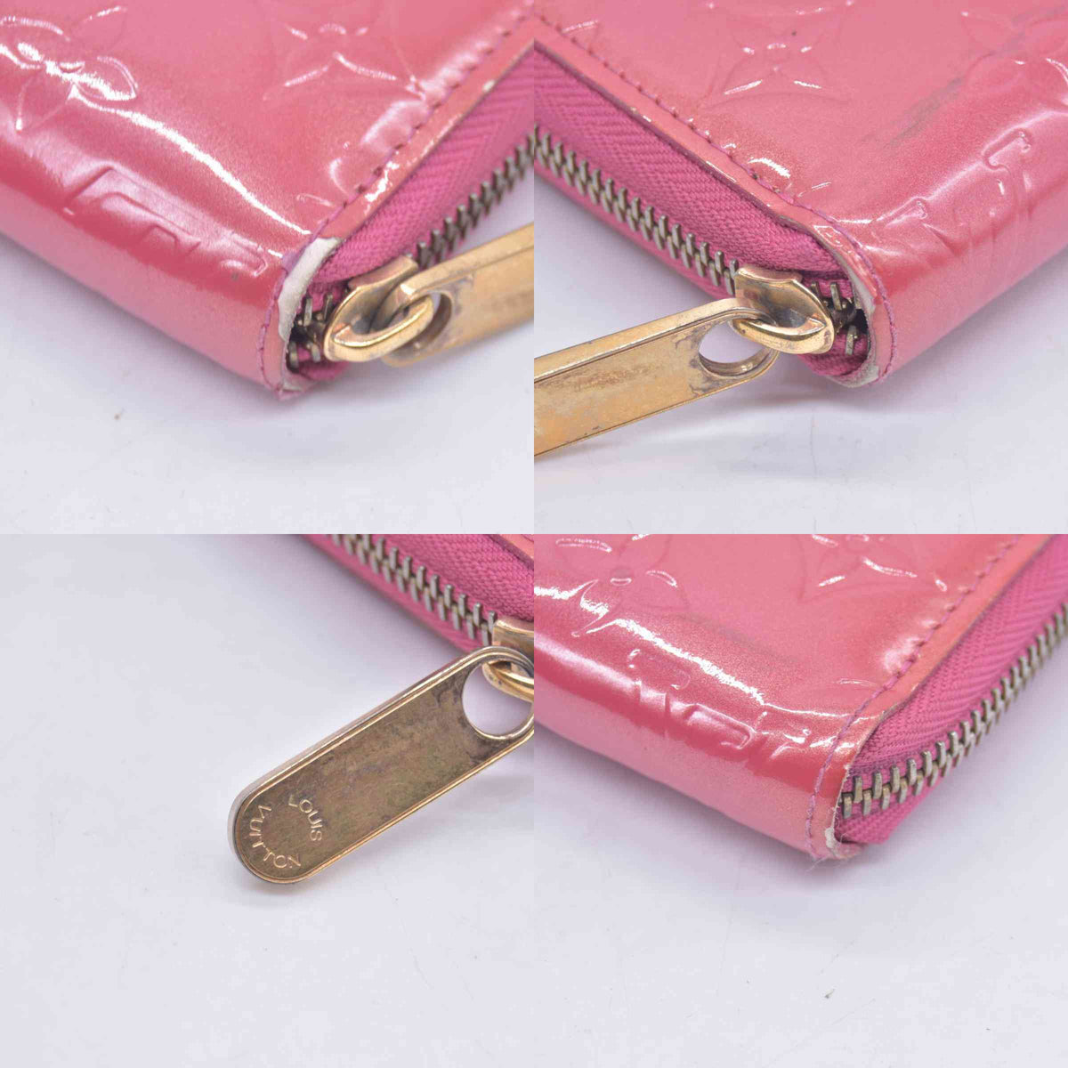 $970 2006 Louis Vuitton Vernis Zippy Wallet Rose Litchi CA0096