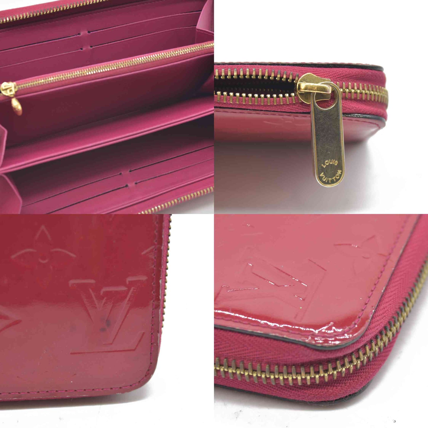 $1030 Louis Vuitton  Vernis Zippy Wallet Pink CA4183
