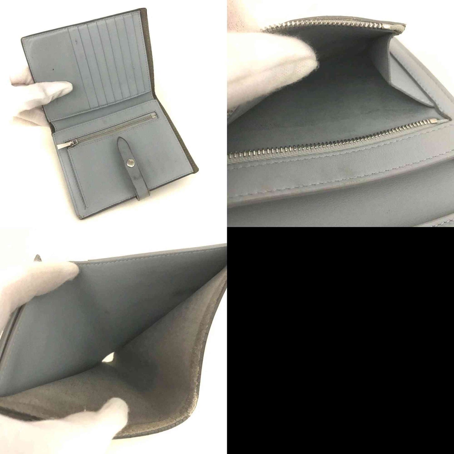 $810 Celine Grained Calfskin Medium Multifunction Strap Wallet Pebble Mineral