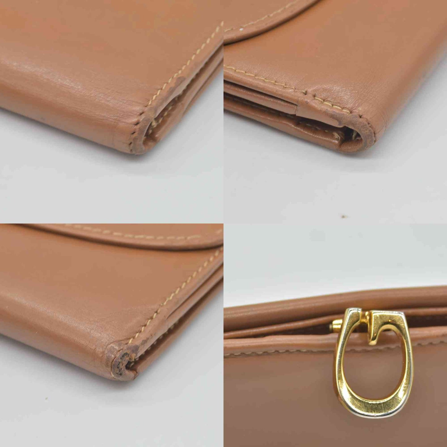 $580 Gucci Glam French Flap Brown Leather Wallet CONSIGNMENT