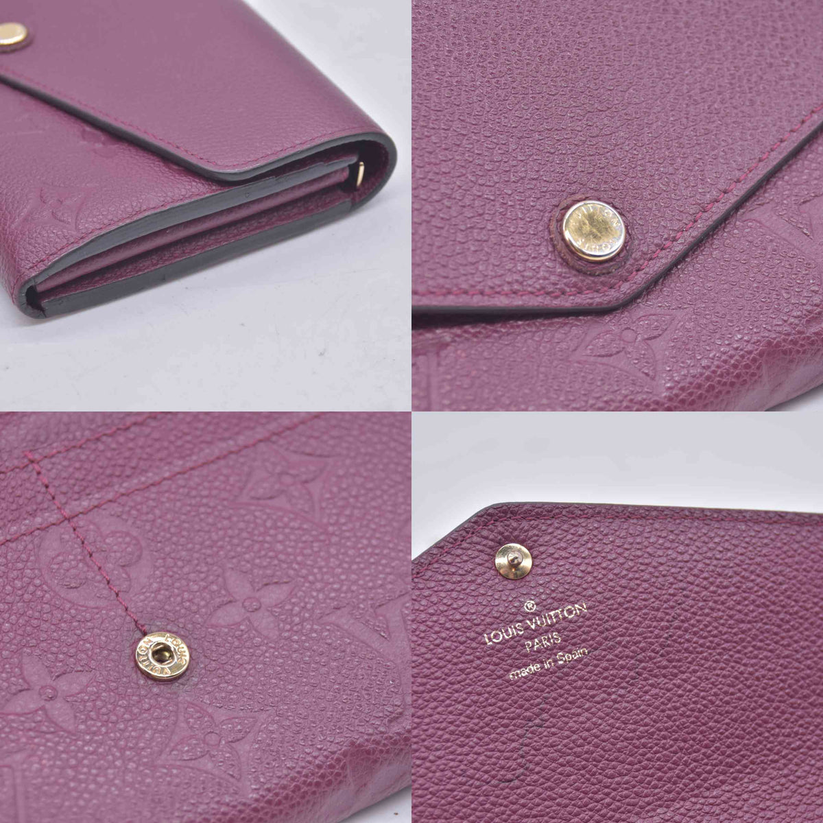 $1060 2016 Louis Vuitton Empreinte Sarah Wallet NM Burgundy CA4116