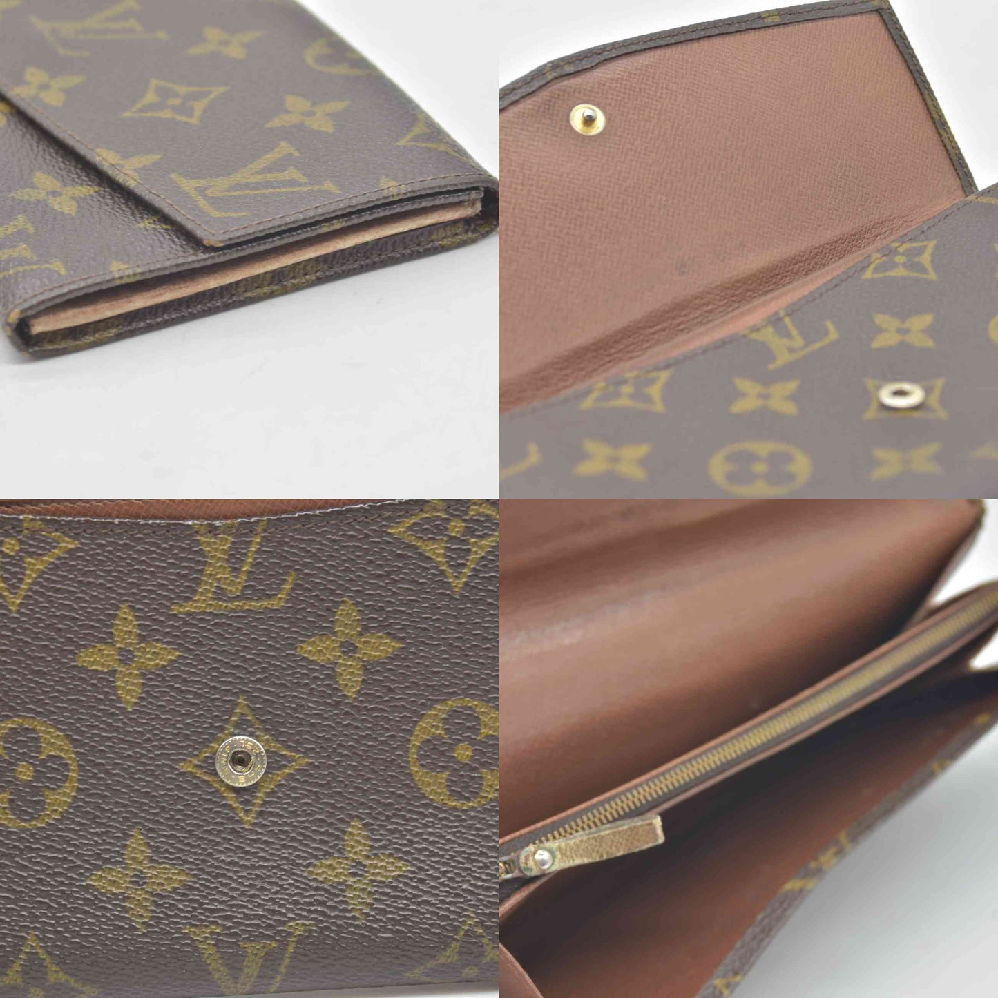 $775 1988 Louis Vuitton Monogram Long Sarah Wallet Brown 884AN