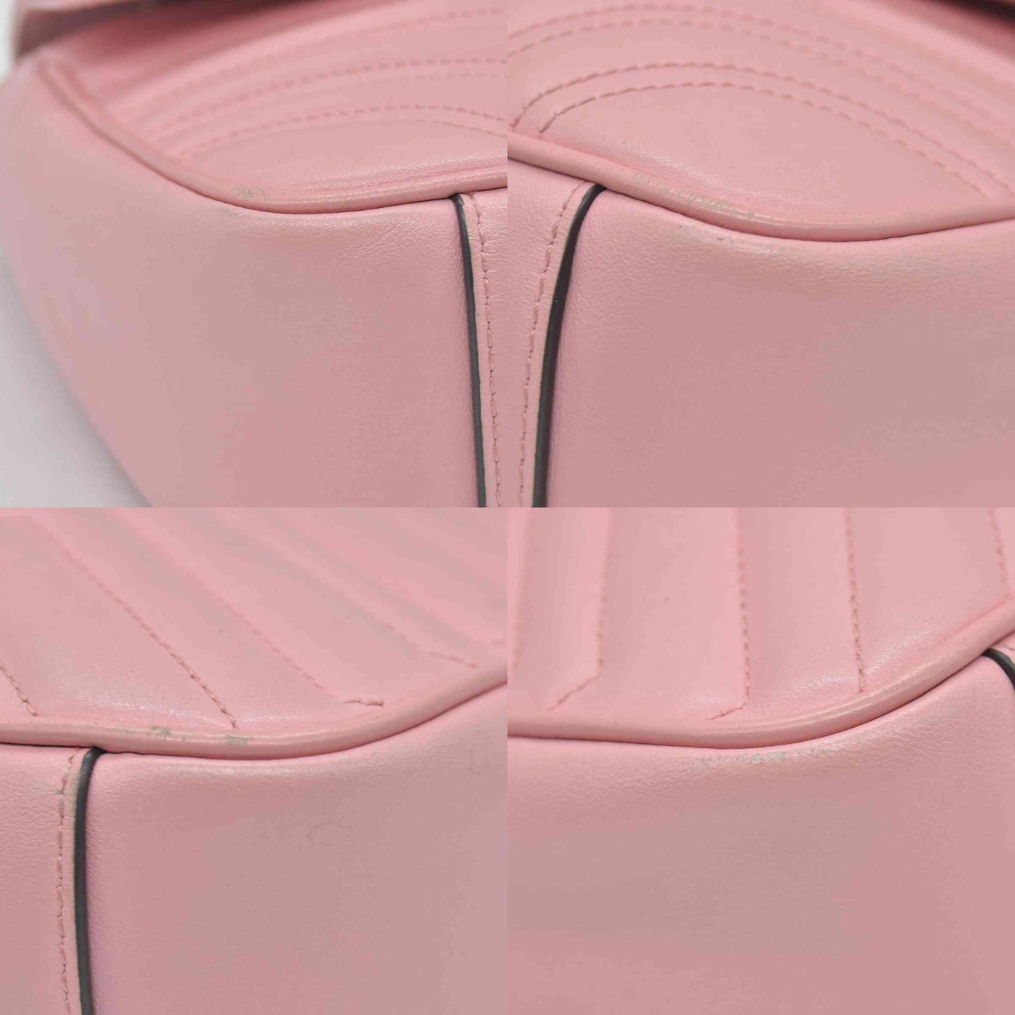 $2600 Gucci Calfskin Matelasse Small GG Marmont Shoulder Bag Wild Rose