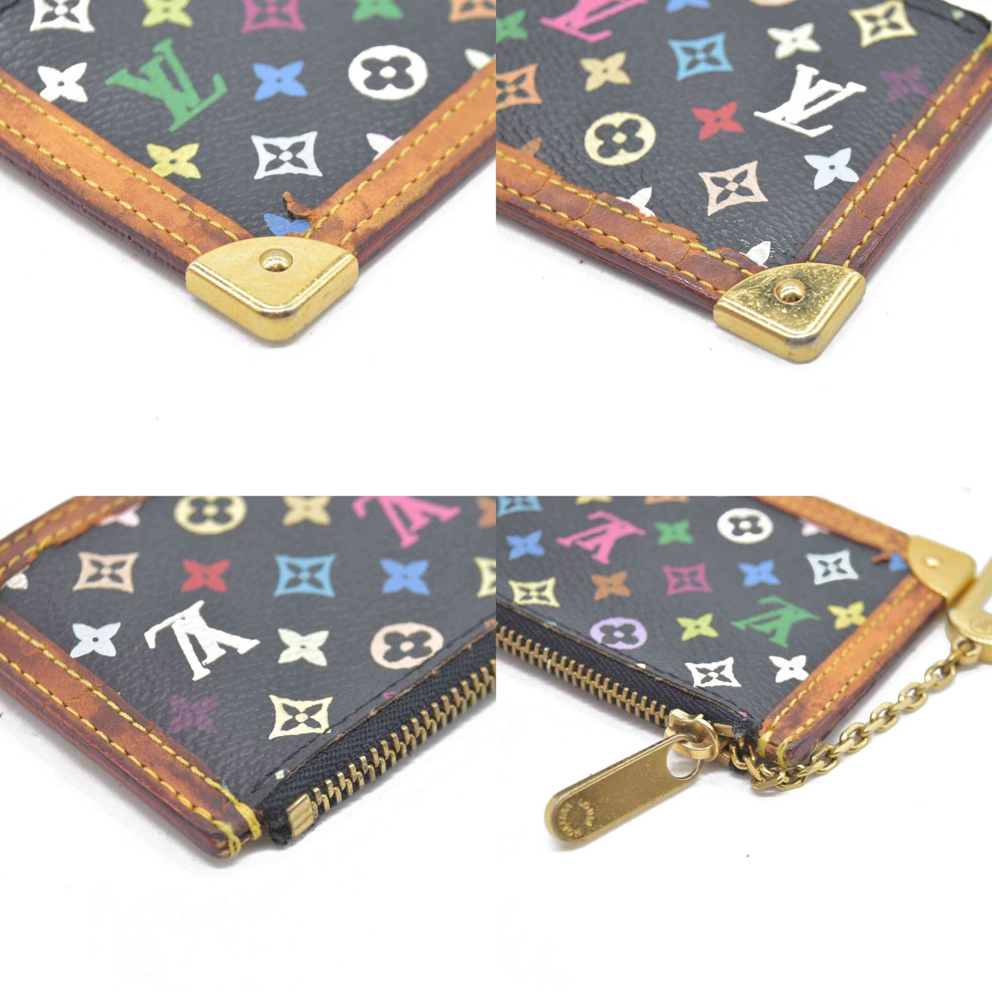 $530 Louis Vuitton Monogram Multicolor Key Pouch Black