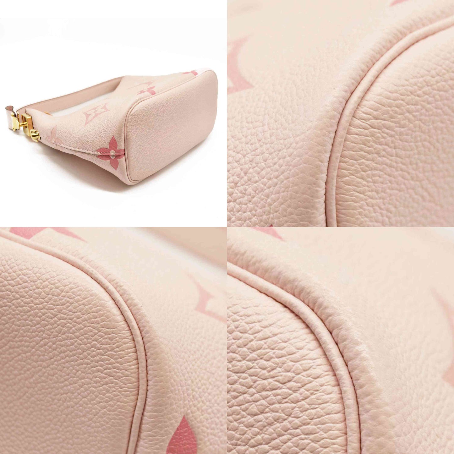 Louis Vuitton  Empreinte Monogram Giant By The Pool Marshmallow Hobo PM Bouton De Rose  SN0221