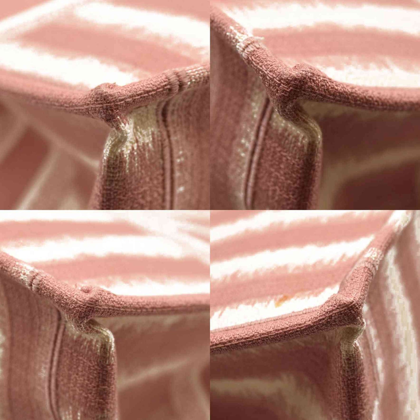 CHRISTIAN DIOR Canvas Embroidered Large Striped Book Tote Pink