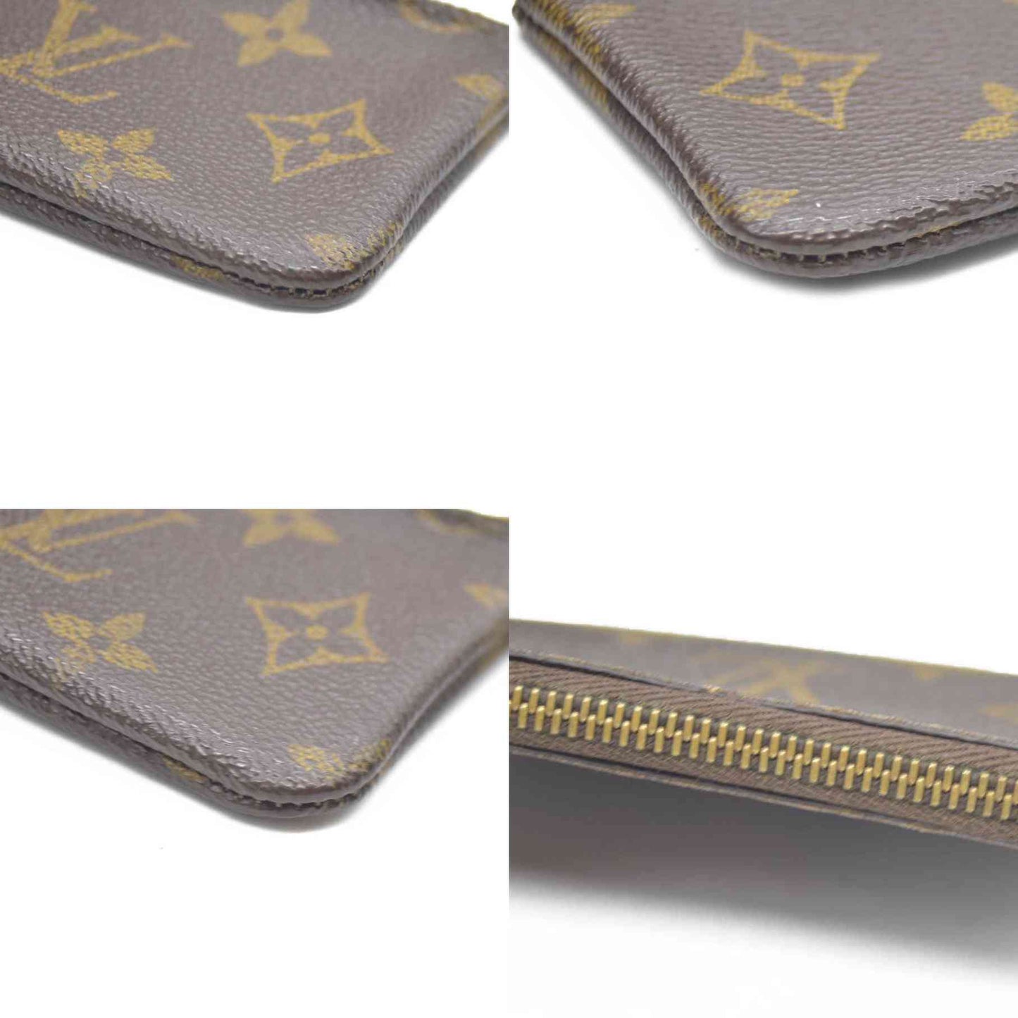 Louis Vuitton Monogram Pochette Cles Wallet Coin Purse Brown