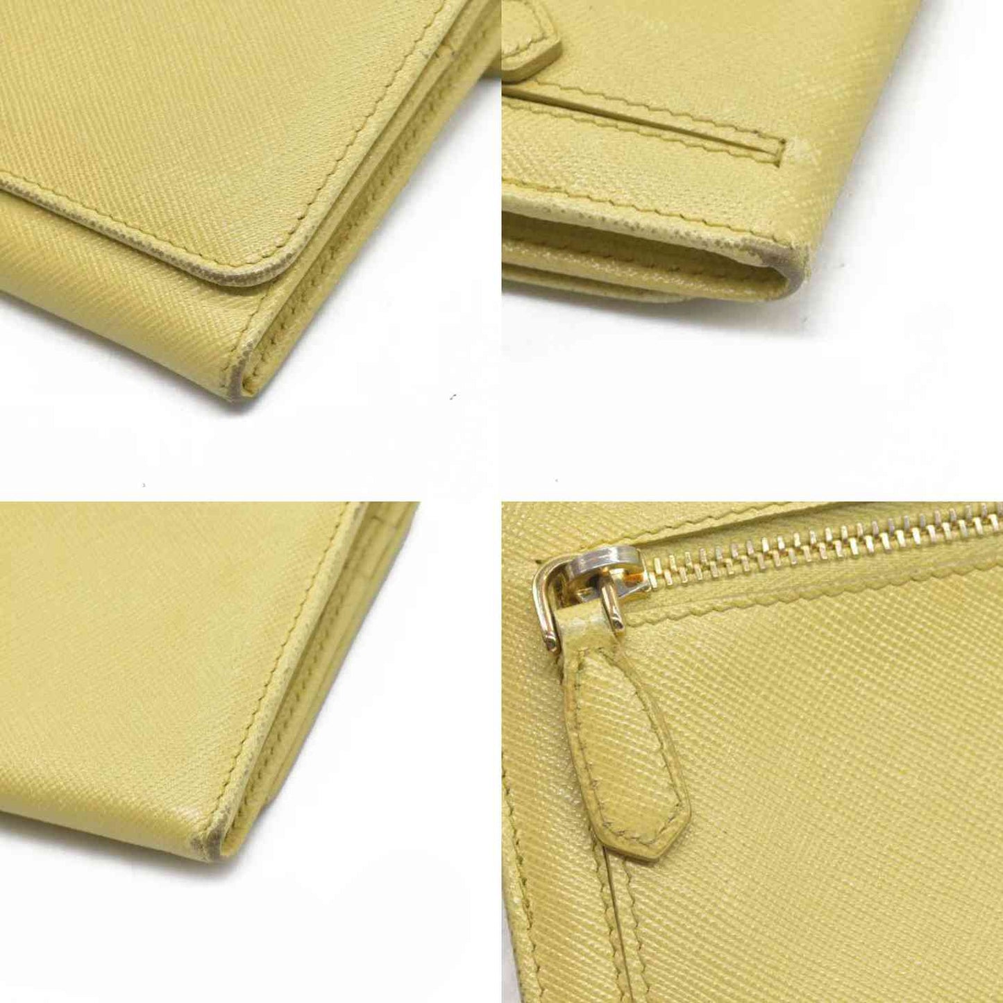 Prada Saffiano Metal Leather Continental Wallet Yellow