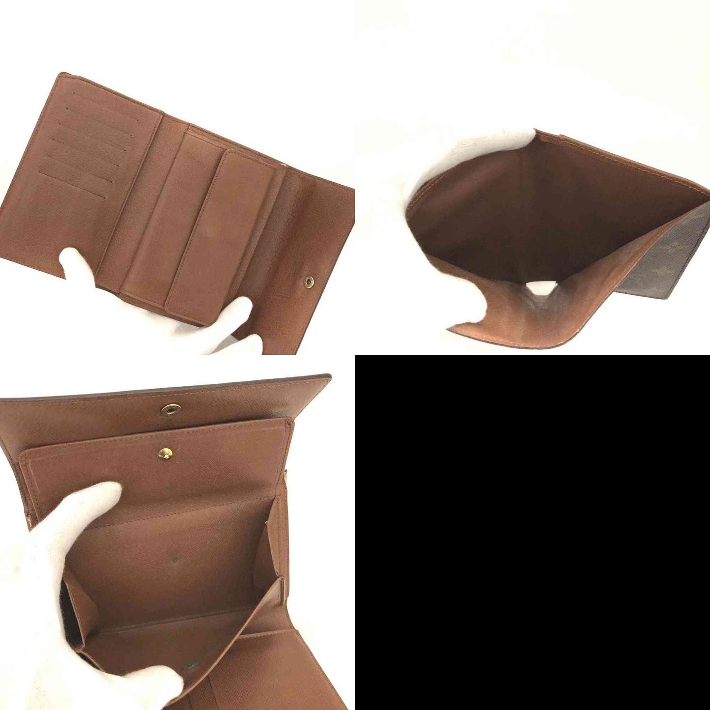 Louis Vuitton Monogram Porte Tresor Etui Papiers Trifold Wallet Brown MI1914