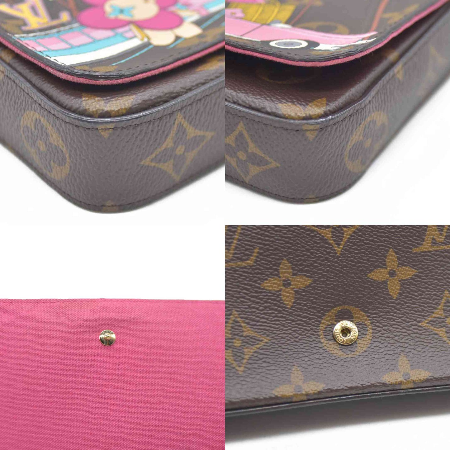 Louis Vuitton  Monogram 2021 Christmas Animation Hollywood Pochette Felicie Chain Wallet Fuchsia