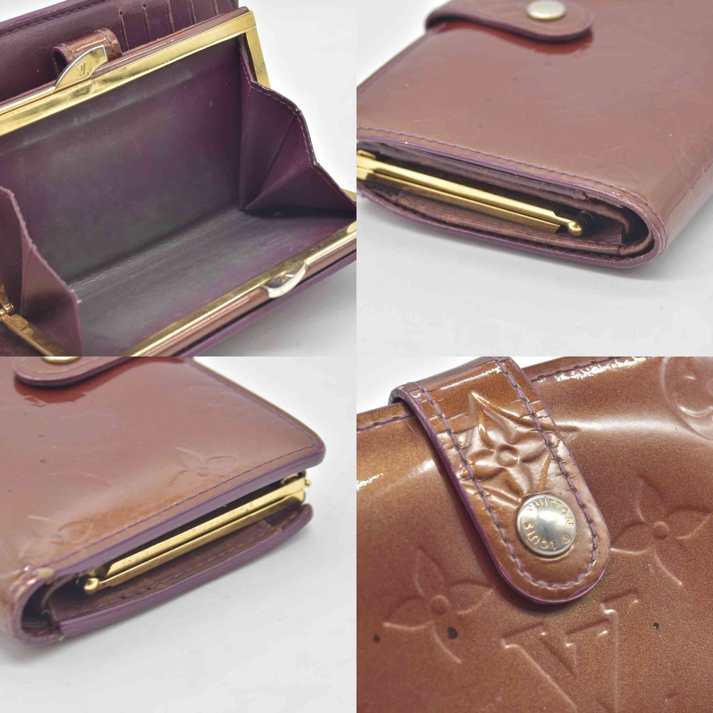 $935 2007 WELL WORN Louis Vuitton Vernis French Purse Wallet Amarante Wallet MI4037