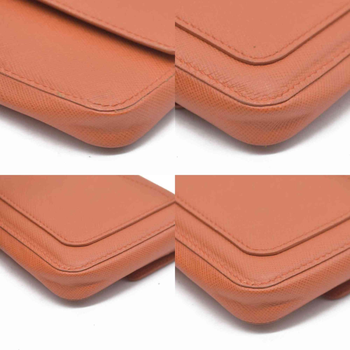 PRADA Logo Saffiano Leather Multi Pouch Orange
