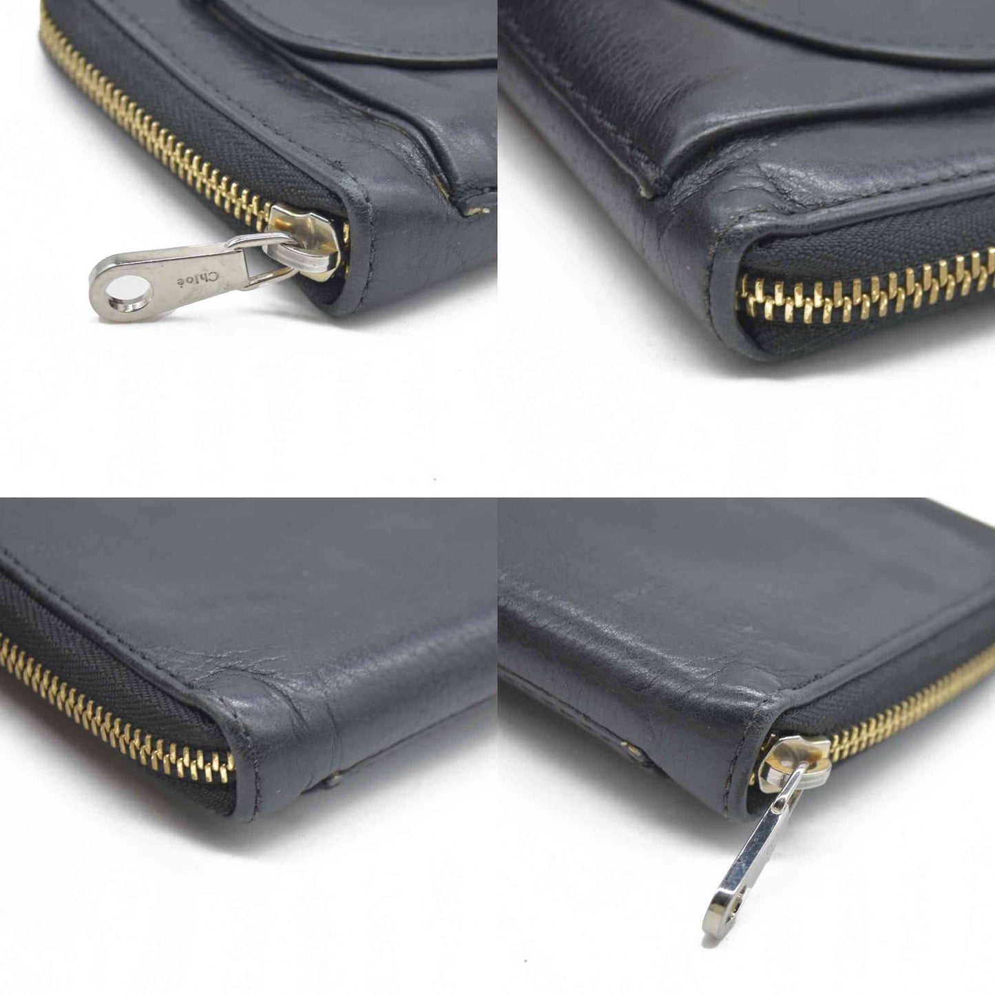 AUCTION $550 Chloe Lily Leather Zip Around Long Wallet Purse Black