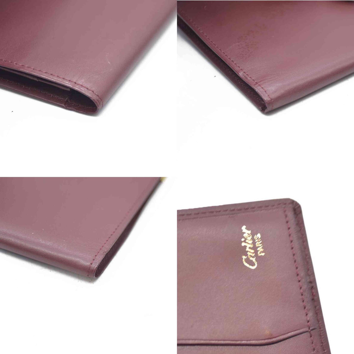 Must de Cartier Leather Bifold Long Wallet Bordeaux