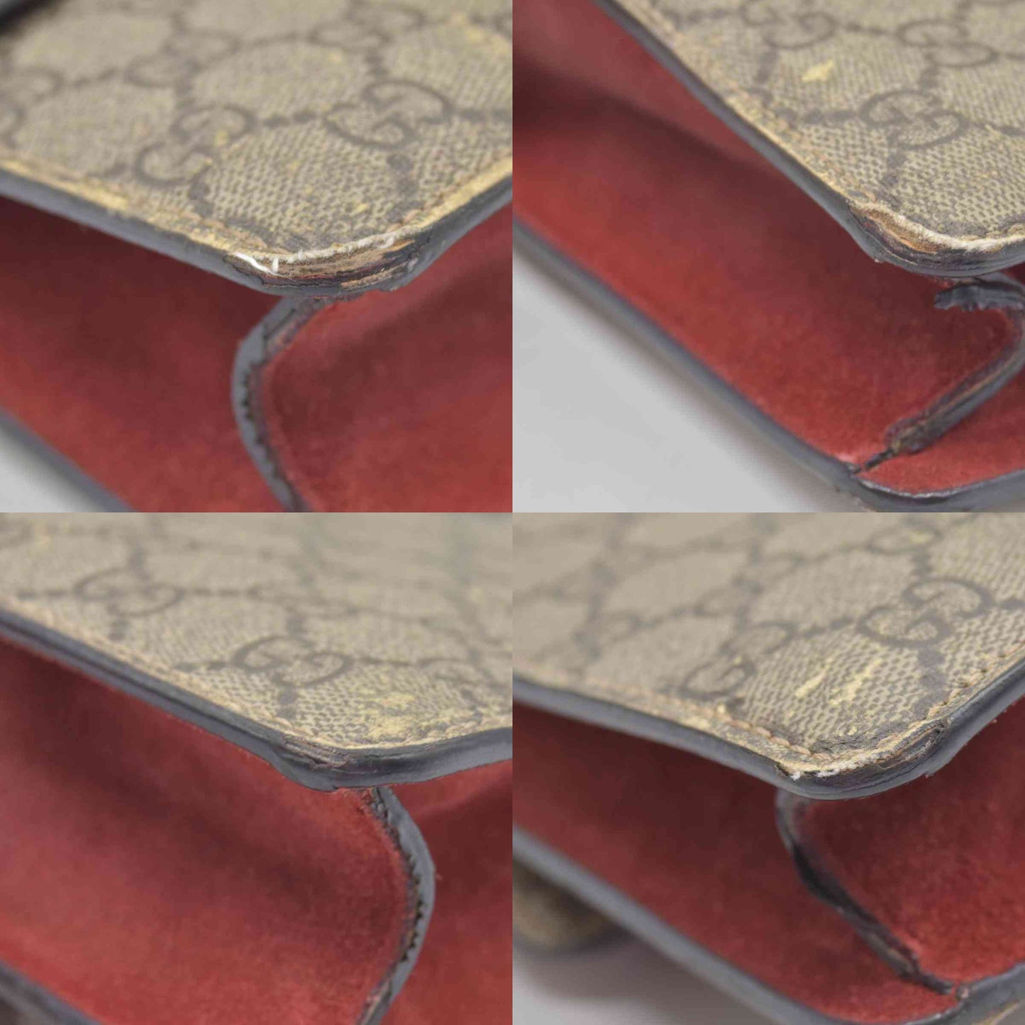 $2600 Gucci GG Supreme Monogram Suede Cudu Medium Dionysus Shoulder Bag Beige Ebony Vulcanic Red