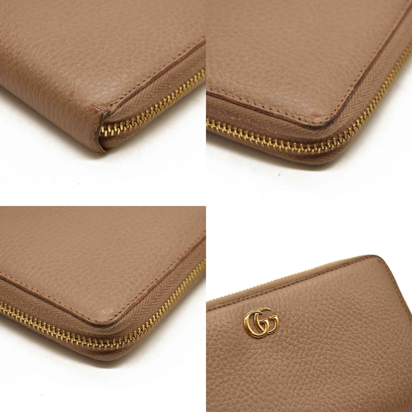 Gucci  Dollar Calfskin GG Marmont Zip Around Wallet Perfect Pink