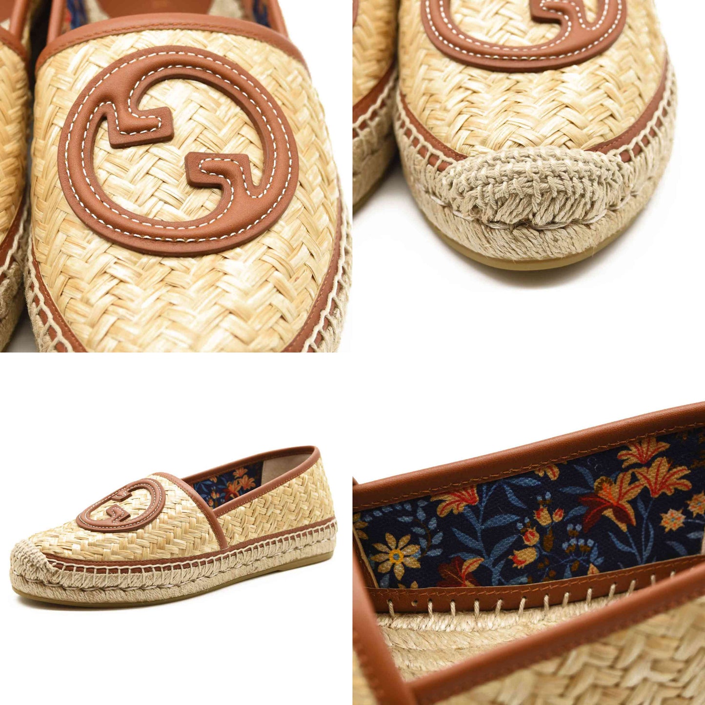 Gucci Adela GG Raffia Espadrilles US 7.5