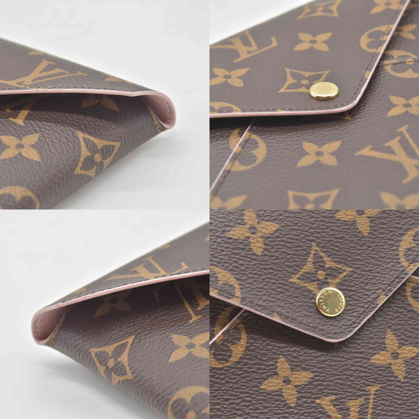$810 LOUIS VUITTON Monogram Large Kirigami Pochette Insert Rose Ballerine RFID