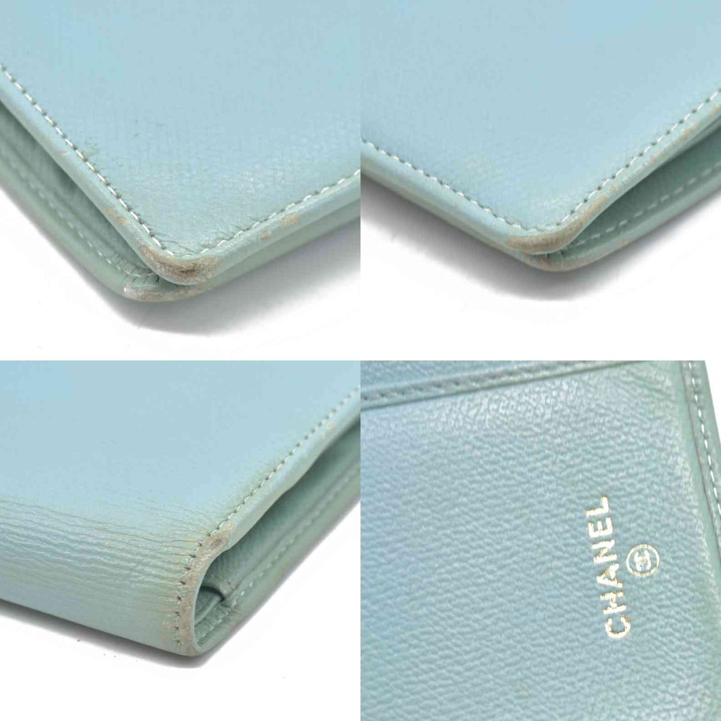 CHANEL CC Coco Button Leather Bifold Long Wallet
