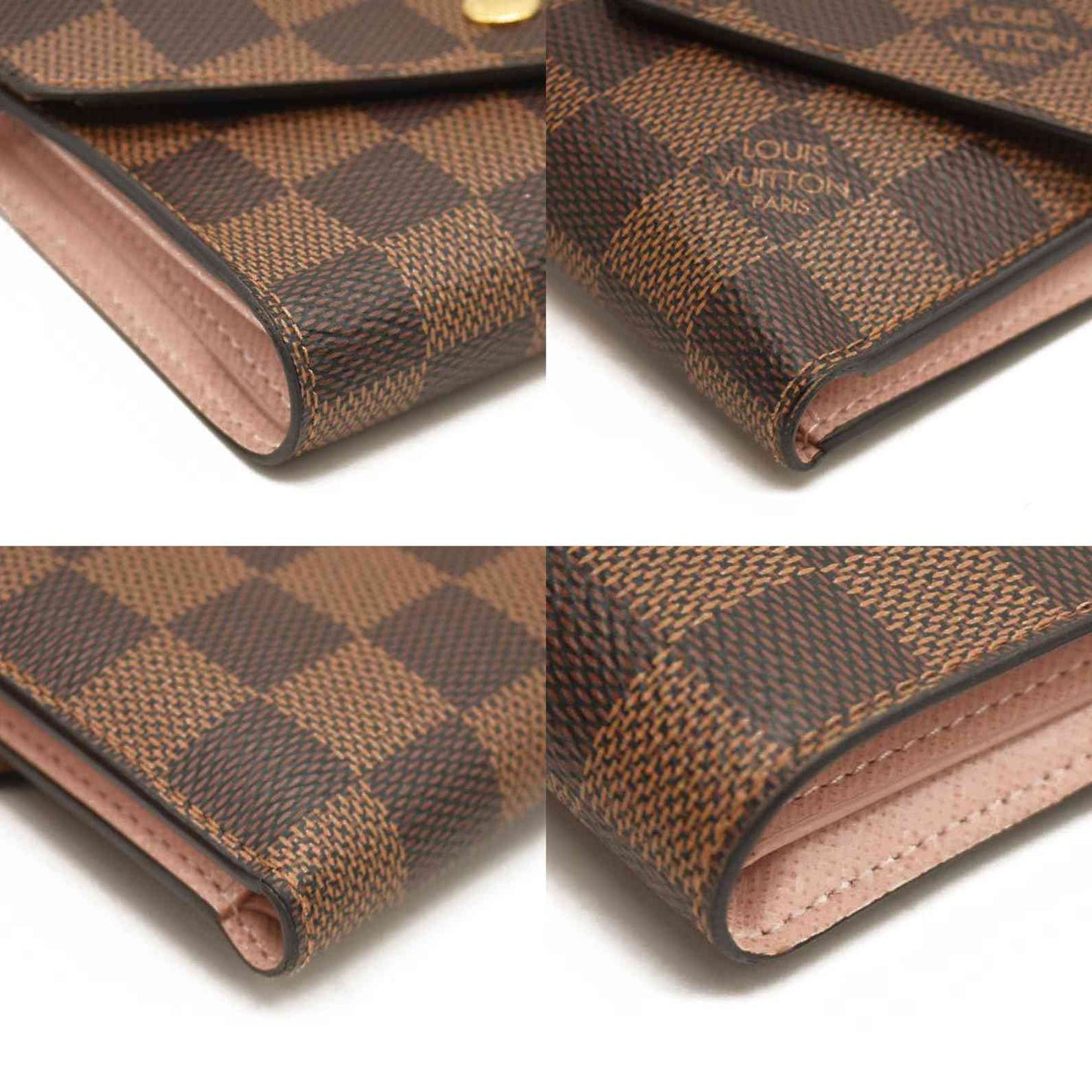 Louis Vuitton  Damier Ebene Victorine Wallet Rose Ballerine RFID