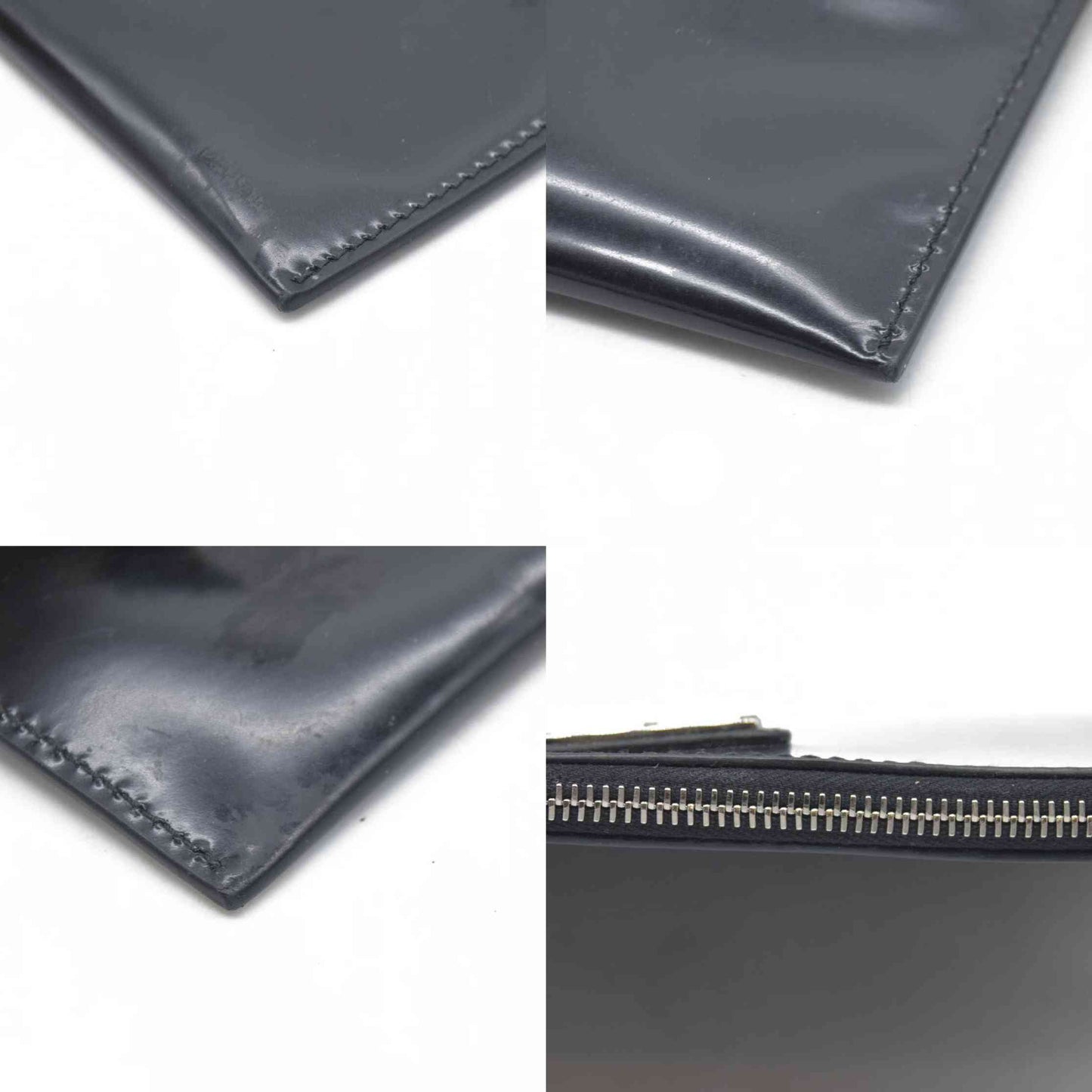 $600 Prada Enameled Metal Zipper Pouch CONSIGNMENT