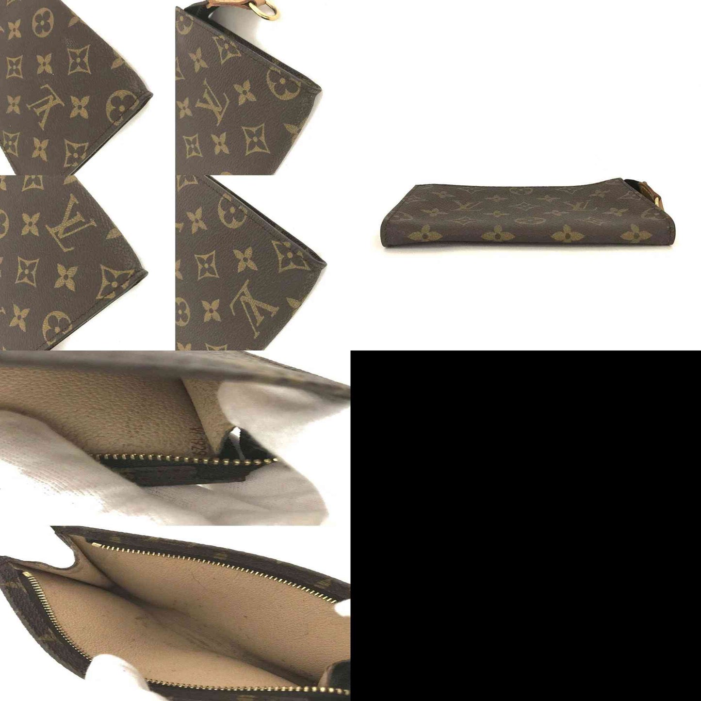 Louis Vuitton Monogram Cosmetics Pouch (Bucket PM) Purse Brown VI1929